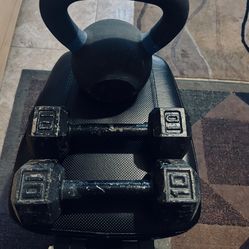 Kattlebell 25 lb and dumbell 10 lb