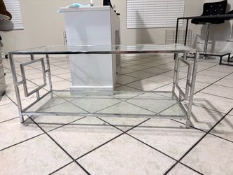 Chrome and Glass Two-Tier Coffee Table