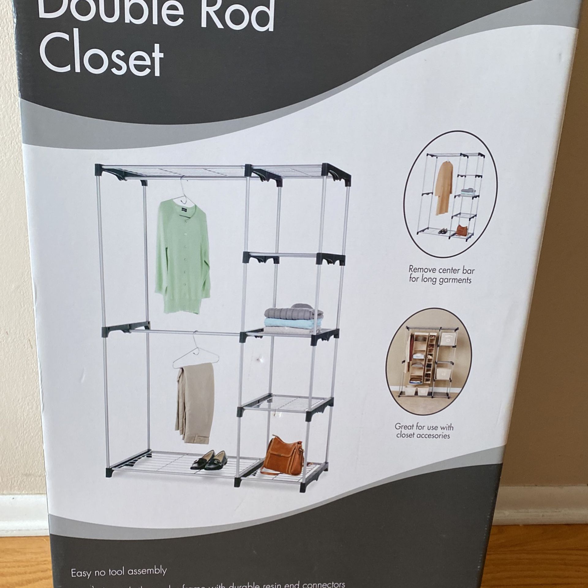 Double Rod Closet With Shelves  (Living Quarters)