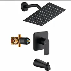 GOXIUHAN Tub Shower Faucet Set With Head & Spout Black Matte, MPN GXH3706H