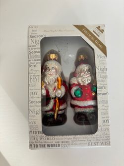 Treasure Glass by Ganz International Hand Blown Santa Ornaments – Set of 2