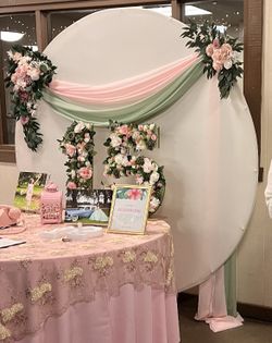 Arch Draping fabric Pink and Sage Green
