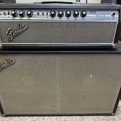 1967 Fender Bandmaster Amplifier Head And 1965 2x12 Speaker Cabinet