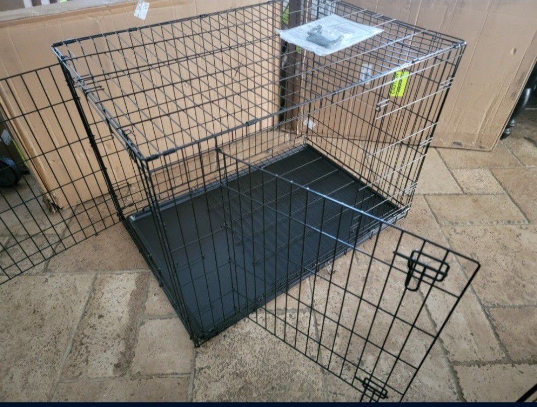 Brand New 42" Xxl Dog Crate  Up To 90 Lbs 2 Doors With Tray $80  Folding Dog Cage Animal Kennel Jaula De Mascota NEW 