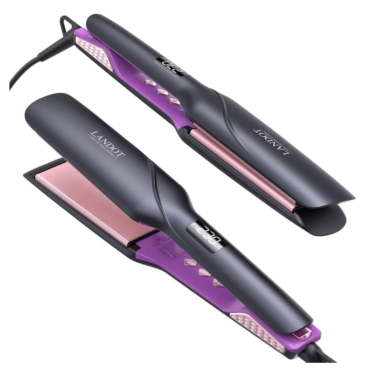 NEW - LANDOT Wide Flat Iron Hair Straightener for Fast Styling Thick/Long/Coarse Hair