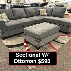 STORE  CLOSING !!!New Reversible Sectional With Ottoman 