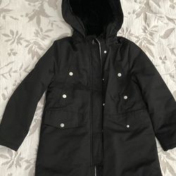 Girls Black ZARA kids Parka Jacket Size 13-14 164 Cm 