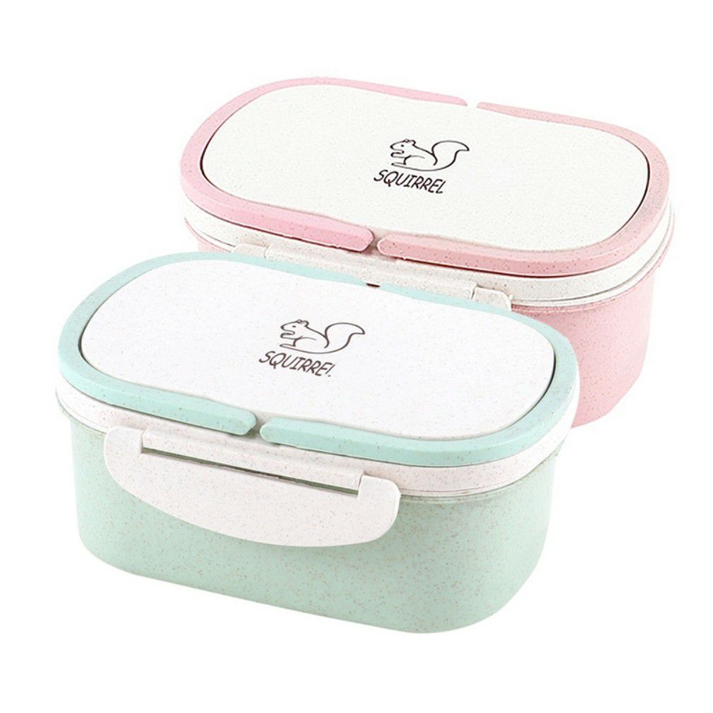 Wheat Straw Double-Layer Insulated Lunch Box Food storage Container Children School Office Portable Bento Box Organizer