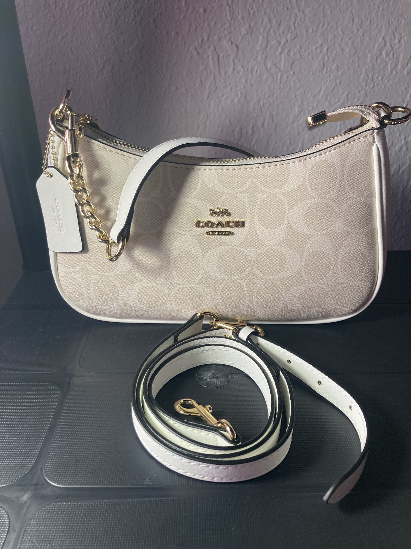 White And Cream Coach Bag