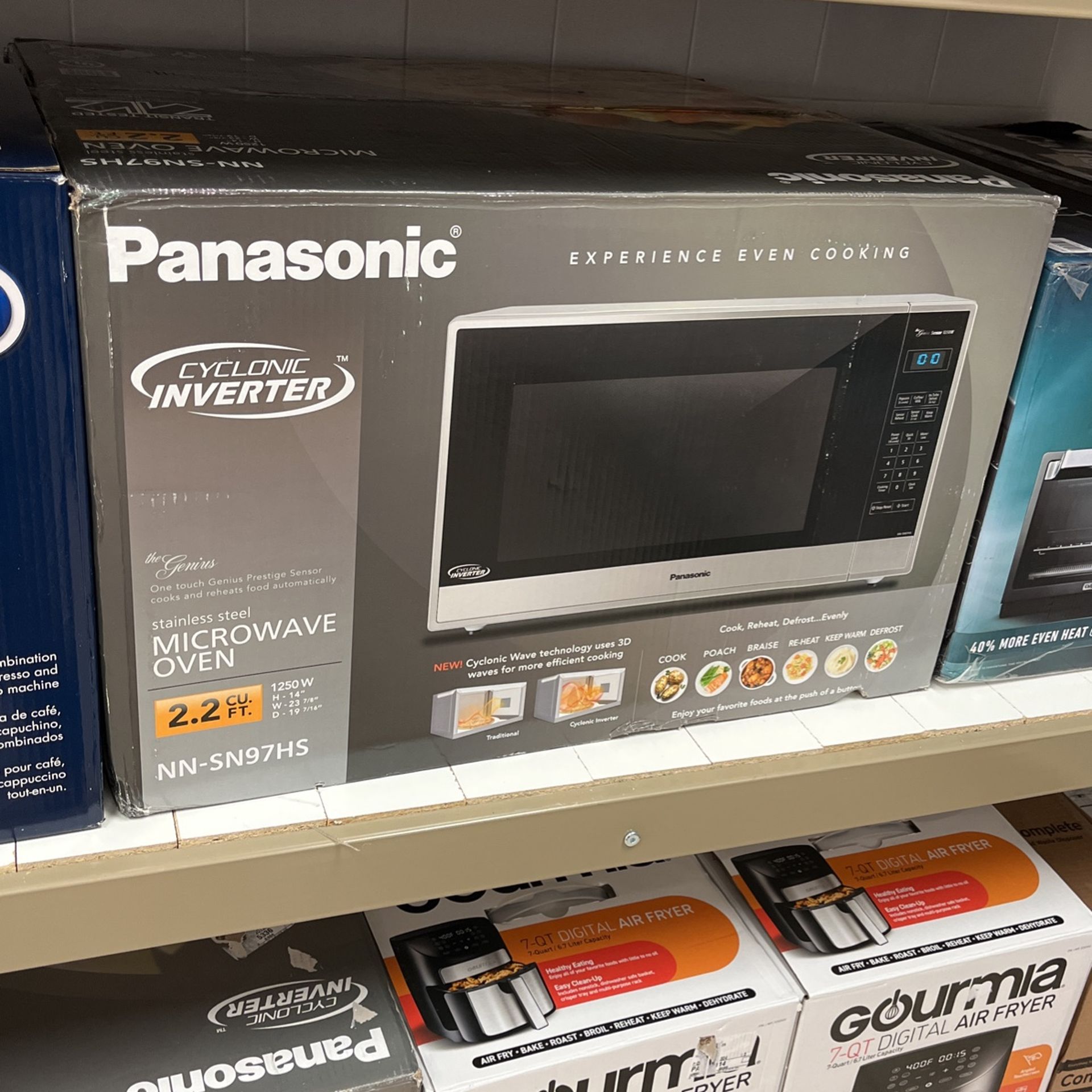Panasonic Family Size 2.2CuFt Countertop Microwave Oven with Cyclonic Inverter Technology NN-SN97HS