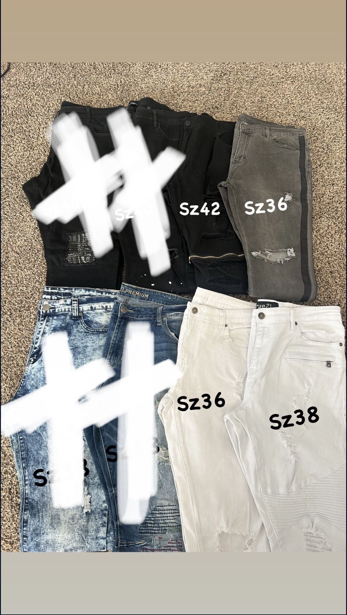 Men’s Jeans ( All Sizes Posted On Pic)$10 Each 