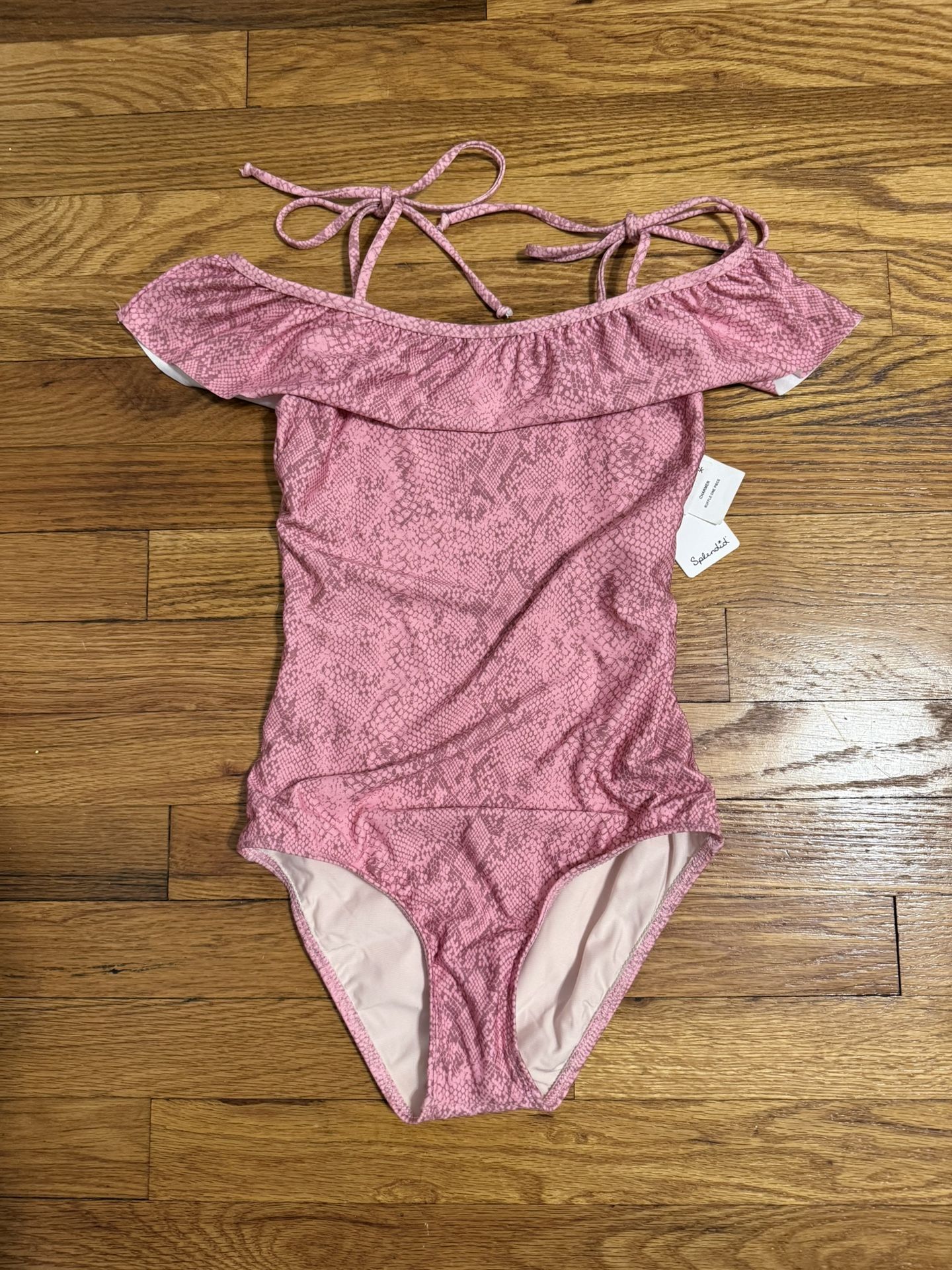 Brand New Splendid Pink Off-the-Shoulder One Piece Swimwear - Size 10