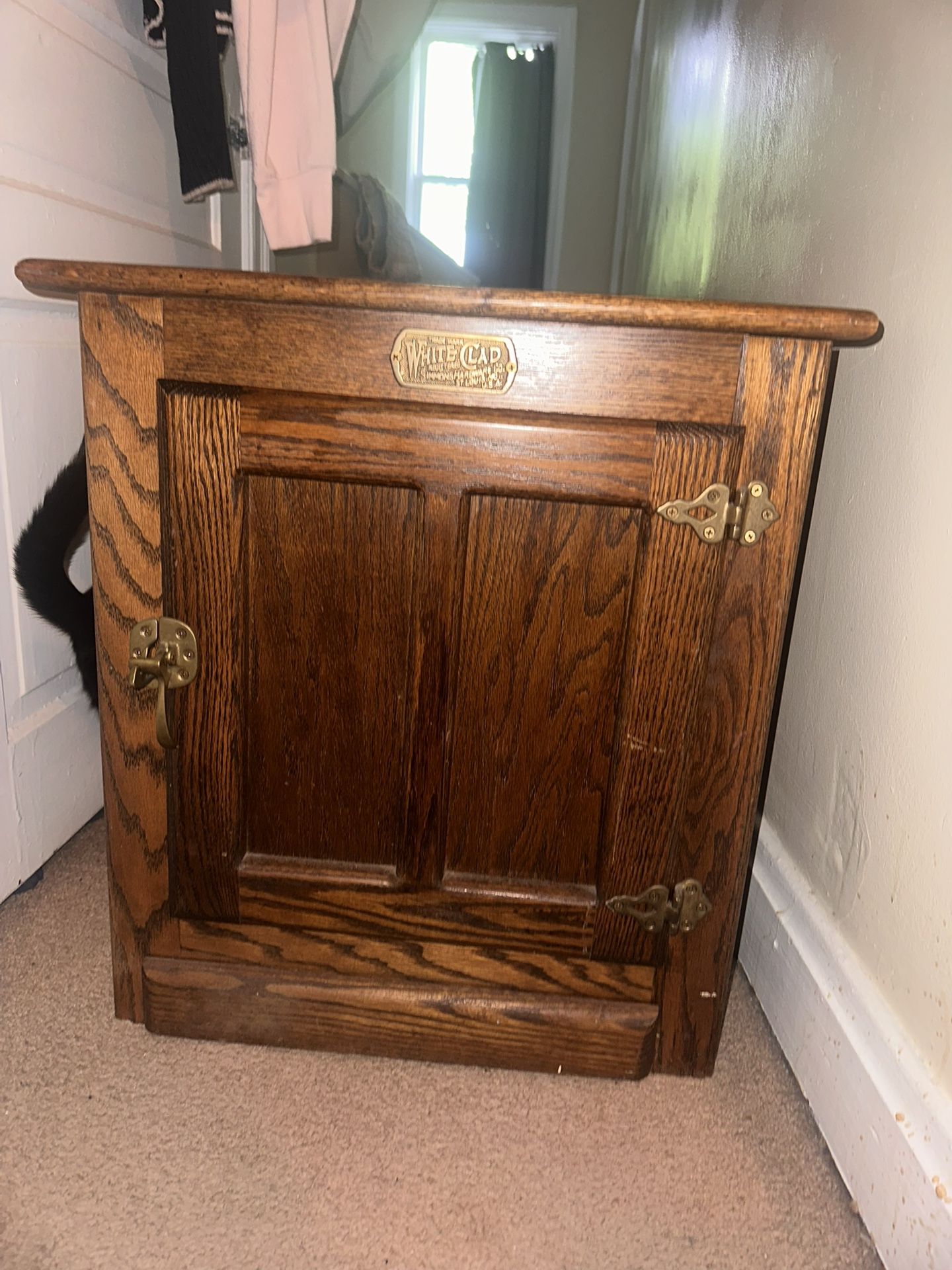 Vintage White Clad Oak Ice Boxes Side Tables Nightstands - Pair