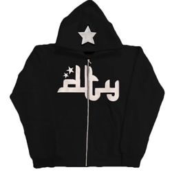 Men’s Y2K Streetwear Zip-Up Hoodie Arabic Print