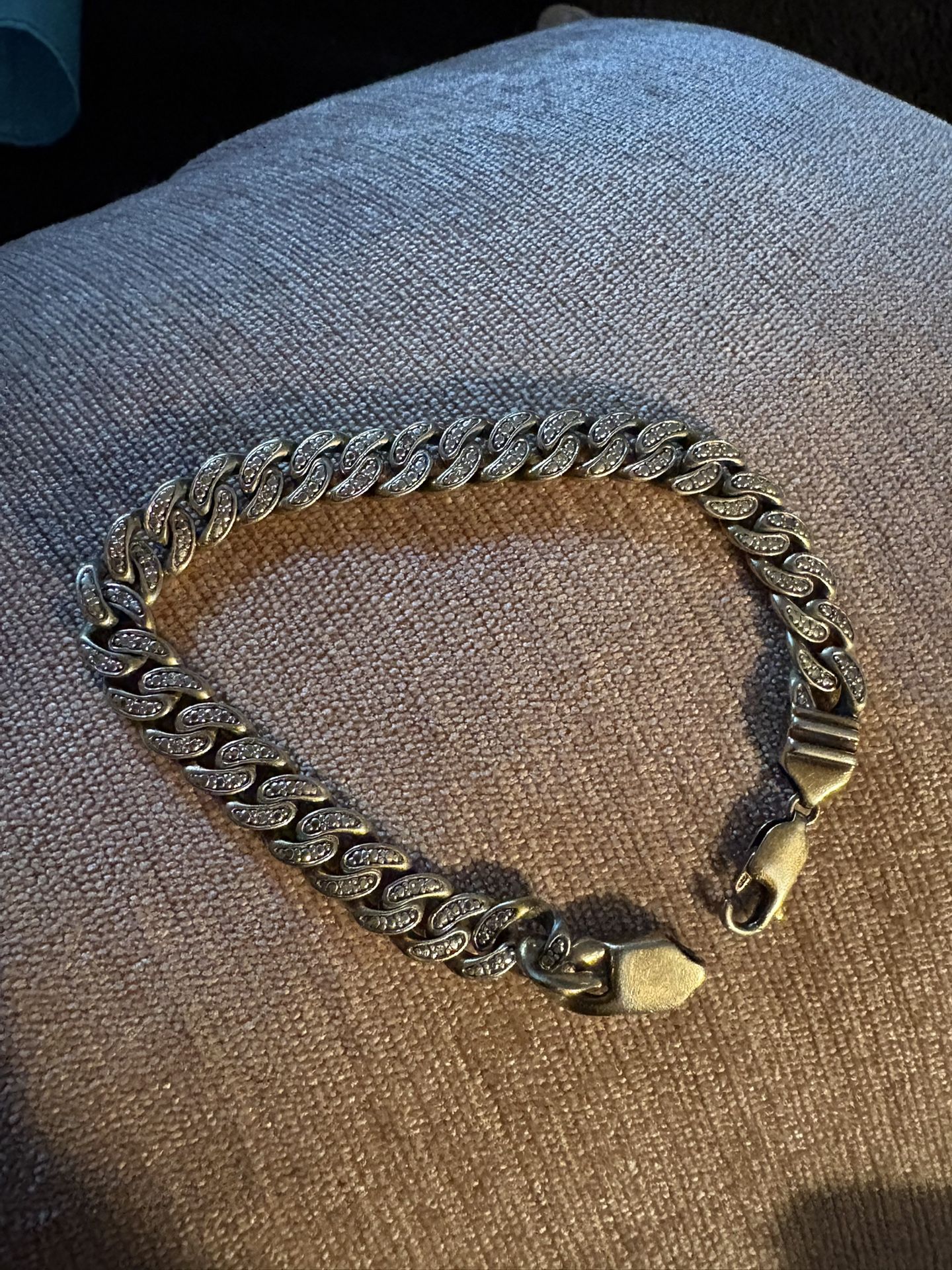 Sterling Silver Cuban Link Diamond Bracelet