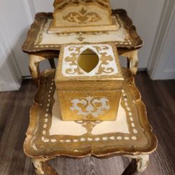 Vintage Italian Florentine Gold Gilt Letter Holder Or Tissue Box