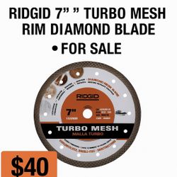 🧱 RIDGID 7” Turbo Mesh Rim Diamond Blade – For Sale 🧱
