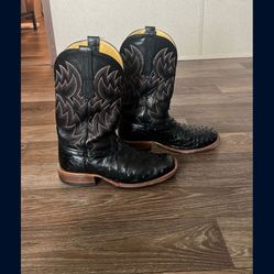 9 1/2 Ostrich Black Boots $600.00