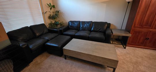 Black leather couch set