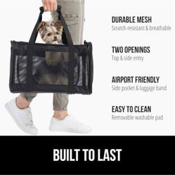 “New”Pet Carrier(collapsible,waterproof,up To 15lbs.)Top & Side Entry (black)retail$39