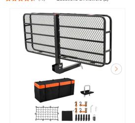 NEW IN BOX Shop SKYSHALO 60 x 24 x 6 in. Hitch Cargo Carrier, Folding with Cargo Net, Waterproof Bag, and Ratchet Straps, 500 lbs. Capacity