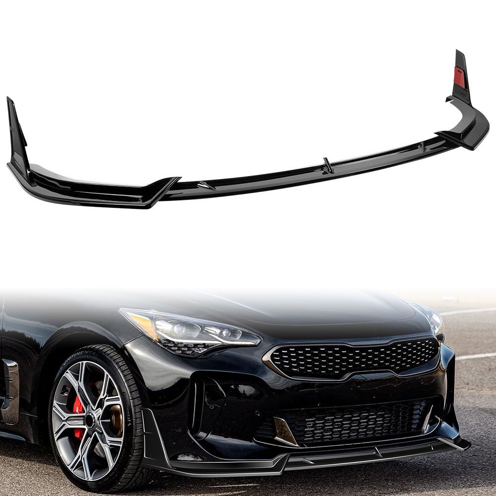 For 2018 2019 2020 2021 2022 2023 Kia Stinger GT-Line Painted BLK Front Bumper Lip Spoiler Splitter -(2-PU-213-PBK