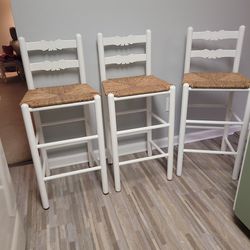 3 All Wood White Bar Height Bar Stools
