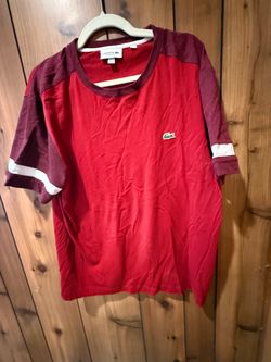 Lacoste T-Shirt Men’s XL Red & Burgundy Short Sleeve