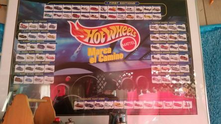 Very large Hot Wheels first edition poster by Mattel in glass frame excellent condition