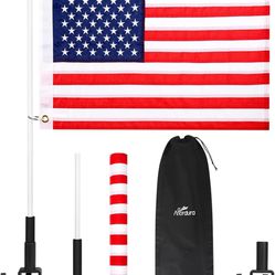 Affordura Boat Flag American Boat Flag Marine 12x18 with Poles and Mount for 0.5"-1.33" Round & Square Rails, with 2 US Flag Clips, Fun Cool Pontoon B