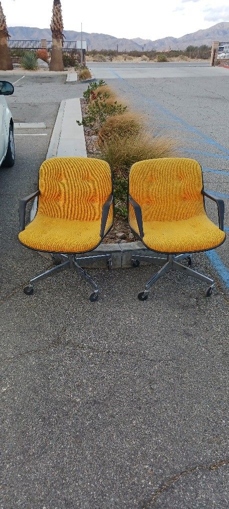 Mid Century Charles Pollock Style Steelcase Rolling Office Chairs Set of 2!