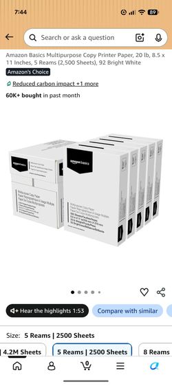 Brand new 2500 sheet paper