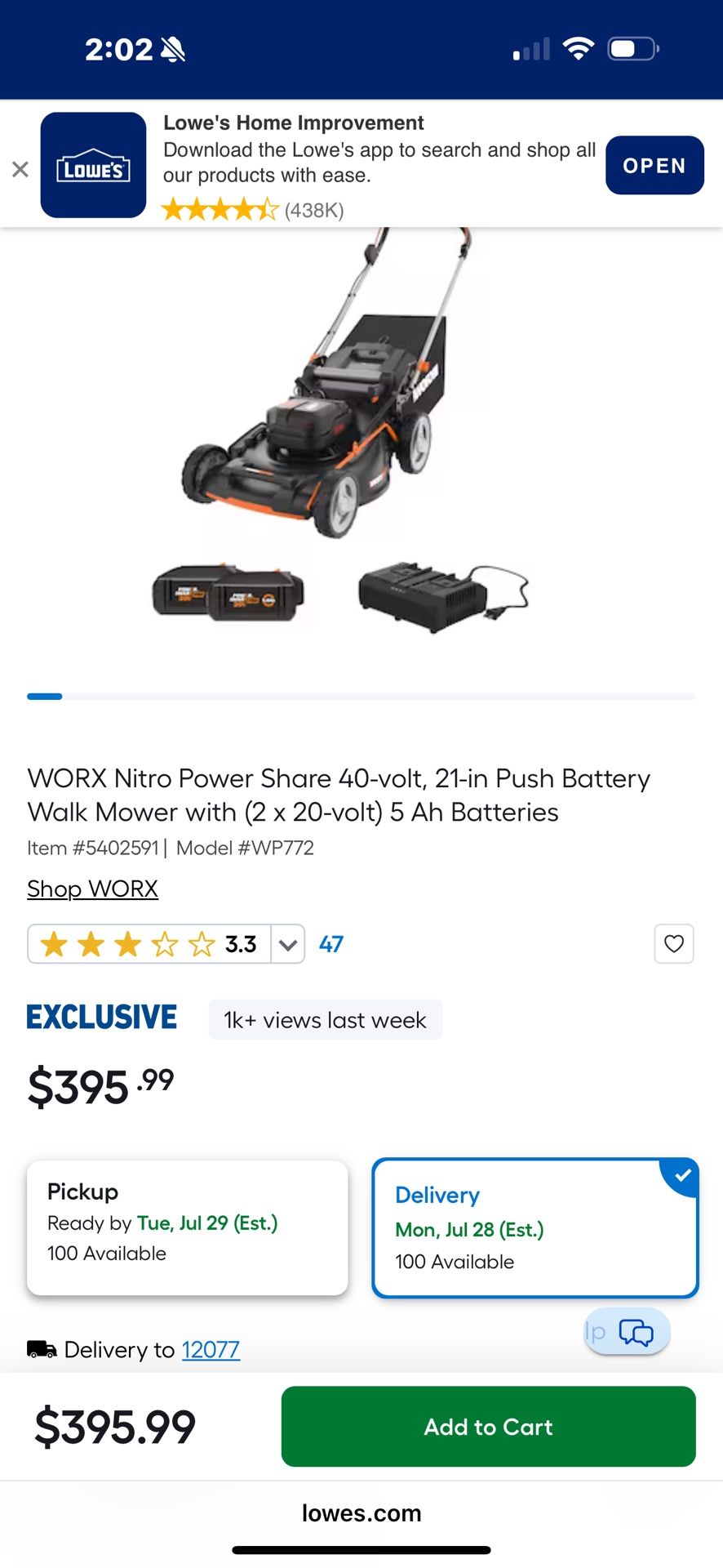 Worx 21 Inch Electric Mower