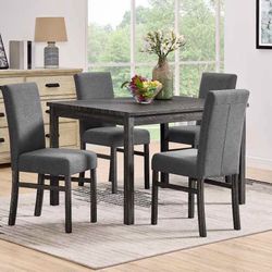 5pc Dining Table Set Gray NEW