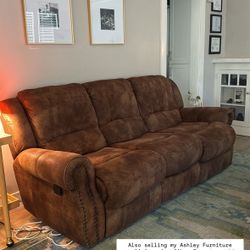 Ashley Furniture Reclining Microfiber Couch