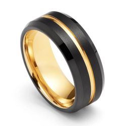 Black And Gold Tungsten Carbide Wedding Ring Customize I’ll Always Love You 