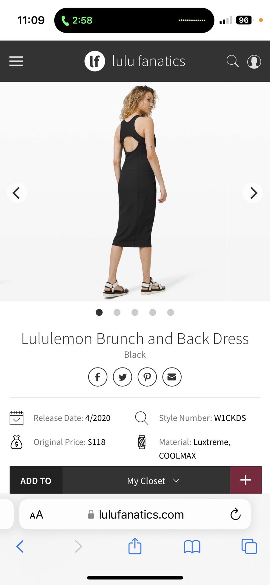 Lululemon Brunch And Back Dress