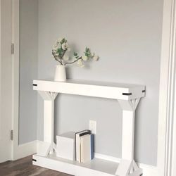 Welcome home with this Modern farmhouse console table!
