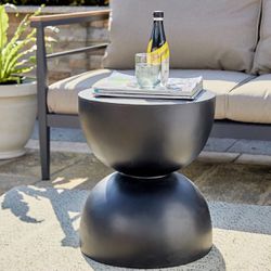 glitzhome Modern Decorative Garden Stool Heavy Duty Patio Sturdy Faux Terrazzo Garden Stool Side Table Plant Table for Indoor Covered Outdoor, 17.75" 