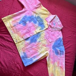 Jkichi Rainbow Tie Dye Denim Jacket