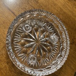 Vintage Clear Glass Bowl Holds 3 Taper Candles