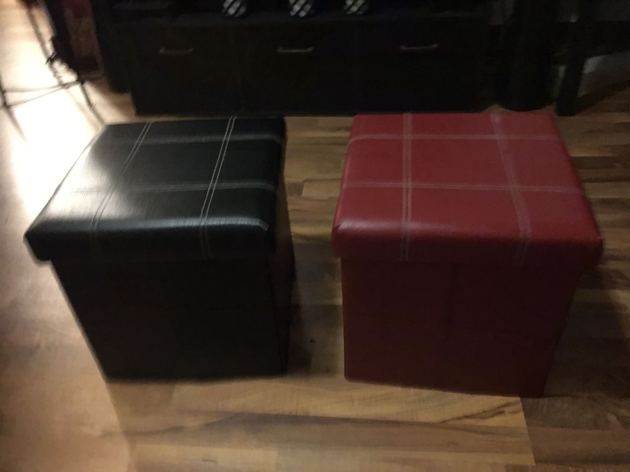 Red And Black Sofa Set And Two Ottomans