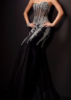 Jovani black strapless prom dress