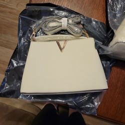 Small Elegant Off-white Purse With Extra Detachable Strap