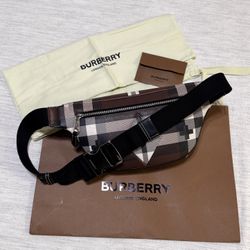 Burberry Check Cason Belt Bag Dark Birch Brown