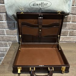 Vintage Dinoffer Brown Leather Made in Italy Briefcase with Lock
