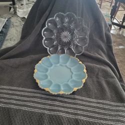 Two Vintage Deviled Egg Plates