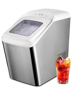Gevi Countertop Nugget Ice Maker Machine, Stainless Steel Housing