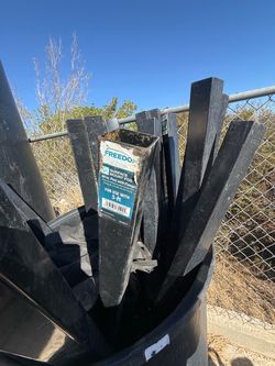 5 ft. Black Metal Fence Post with Flange and Post Cap