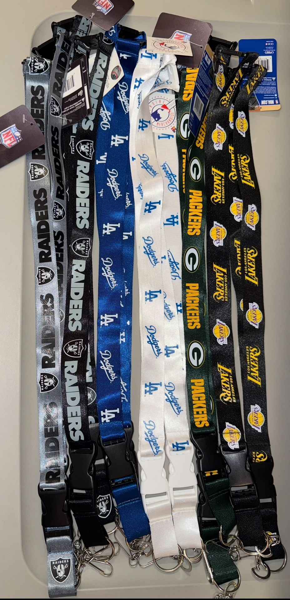 Dodgers, Packers, Raiders And Lakers Keychain Lanyards
